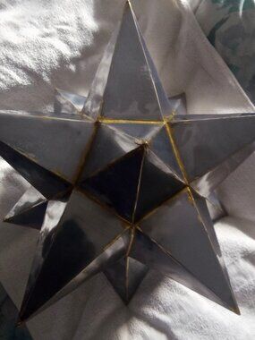 Pentagonal Base Triangular Pyramid 12 Pointed Metallic Star Sculpture